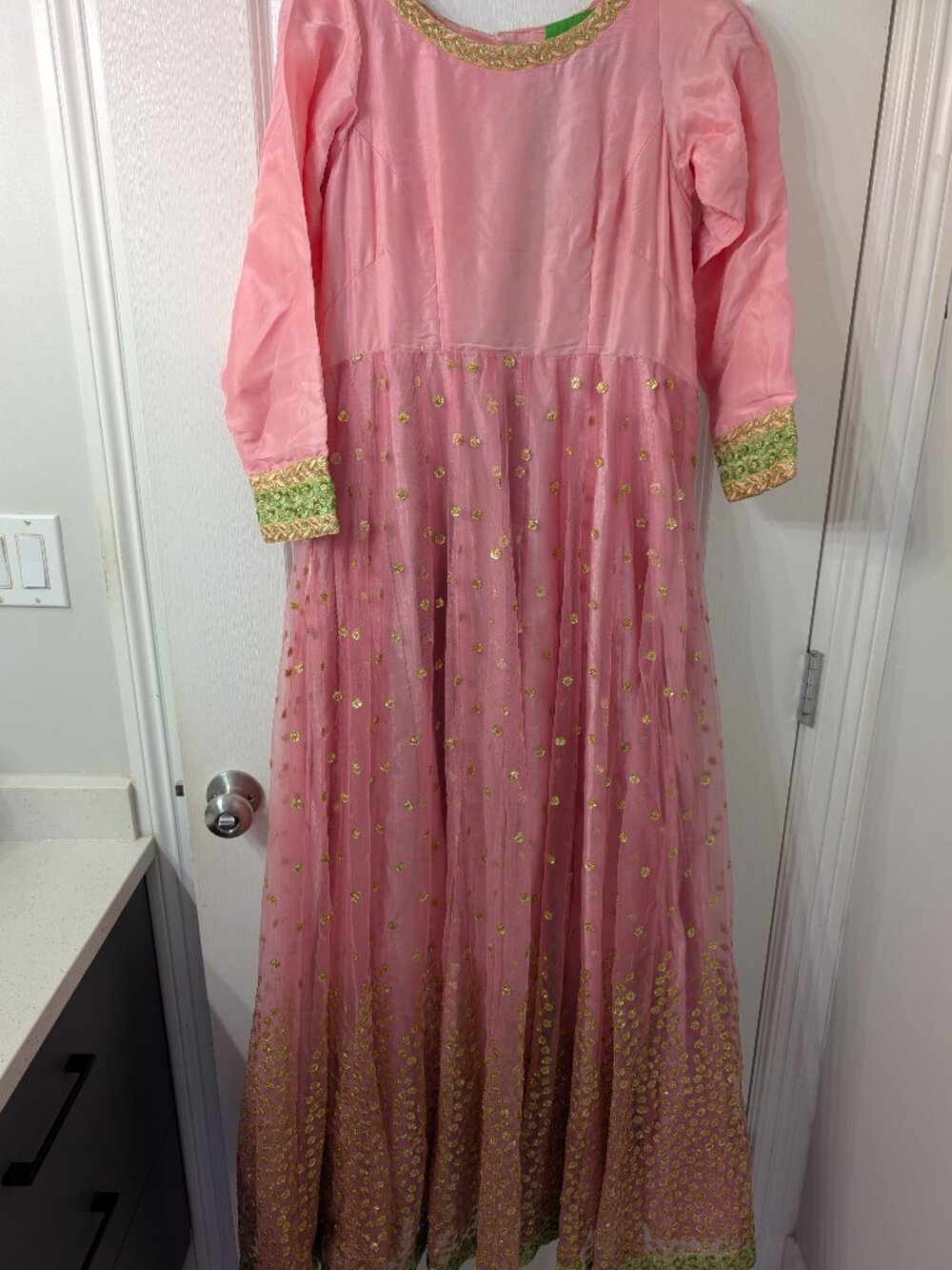 Floor length gown with matching scarf party wear